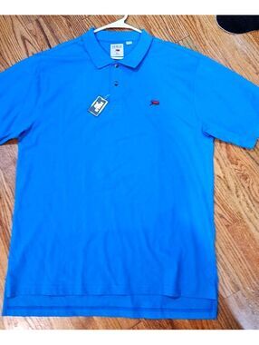 Perlis Men's XL Blue Polo Shirt with Red Crawfish Logo